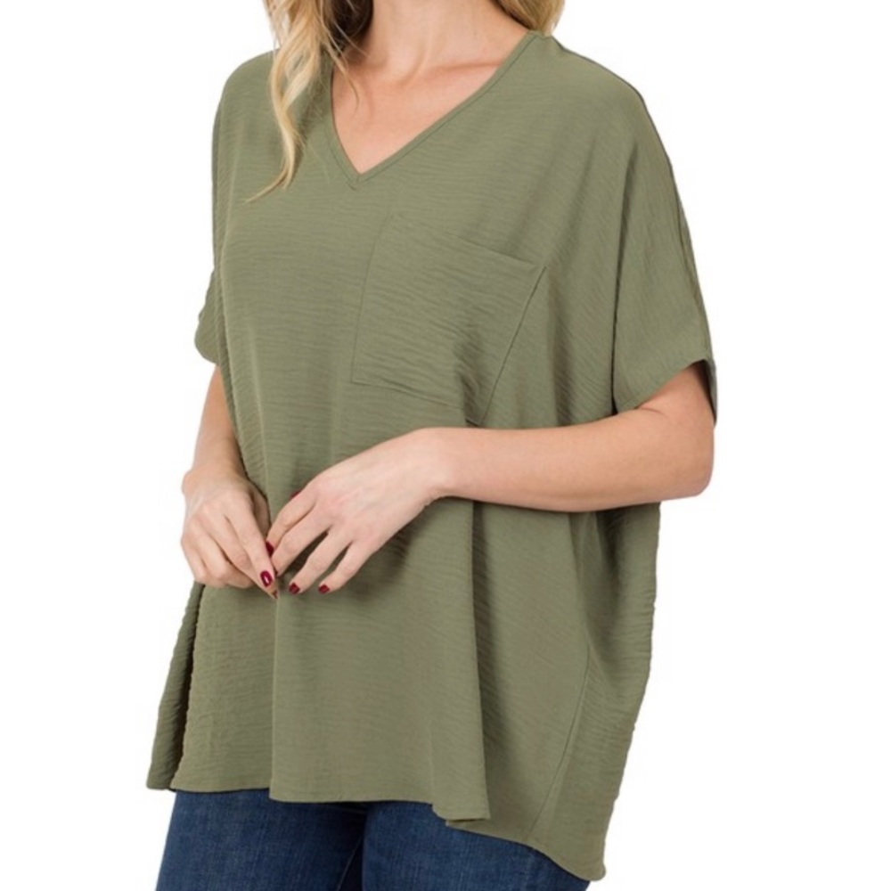 Dolman VNeck Olive Top